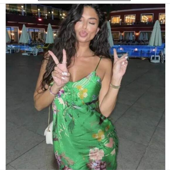 NEW zara blogger favorite green satin effect slip dress size XL (hard to find!) - Picture 3 of 11